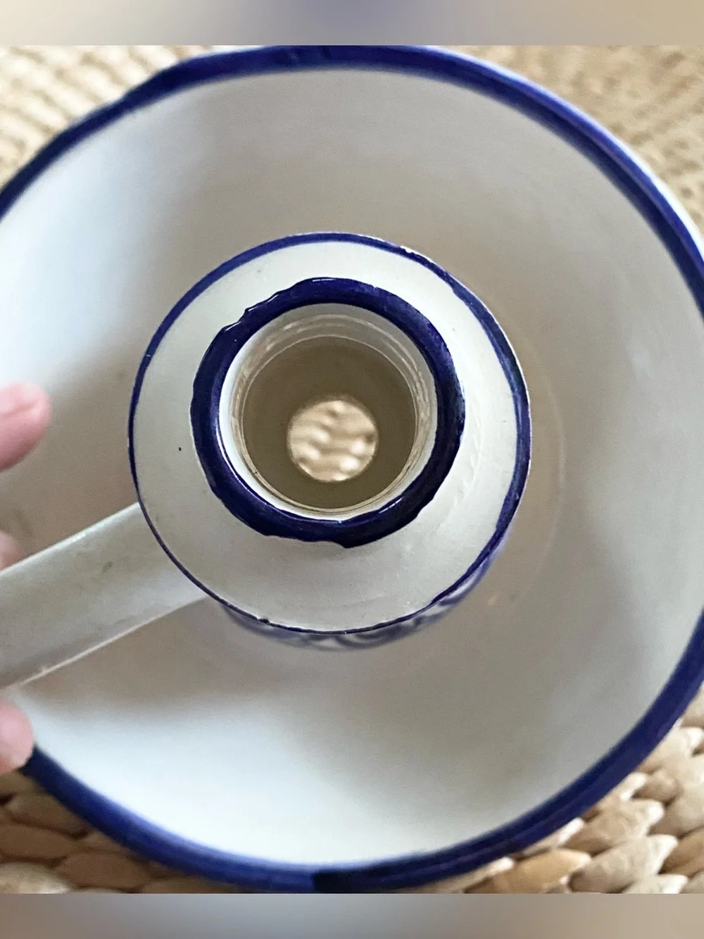 VTG Delft Hand-painted Blue White Ceramic Chamber Candlestick Holder Side Handle